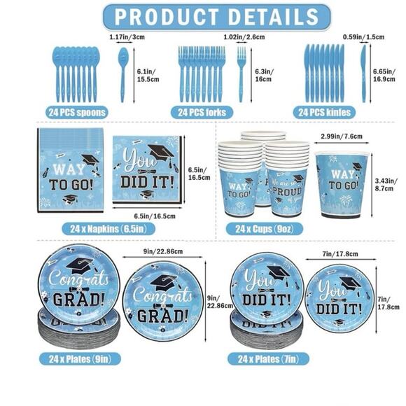183Pcs Light Blue 2025 Graduation Decoration - Picture 1 of 4